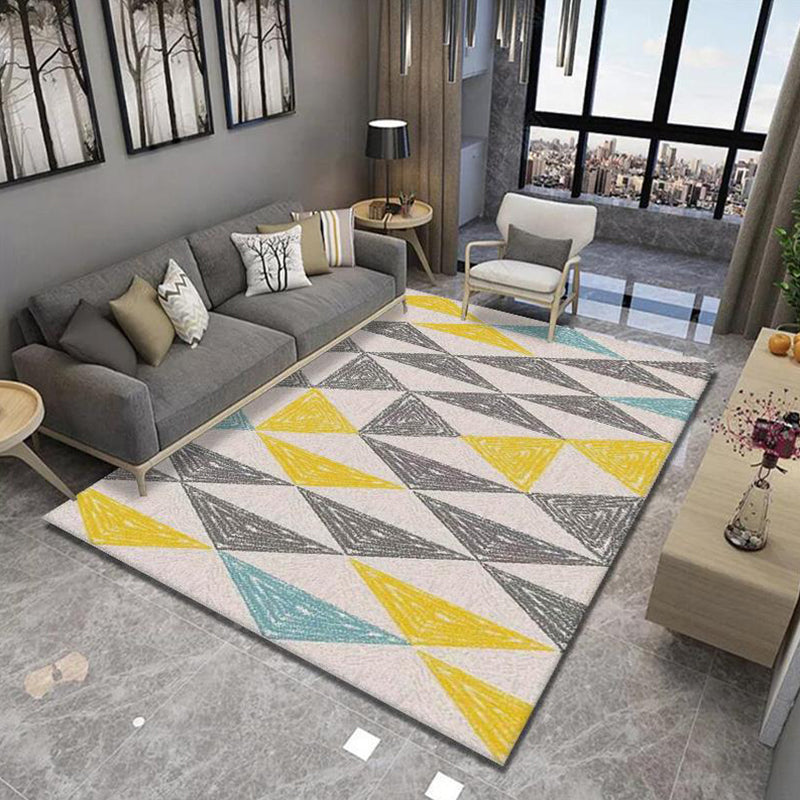 Multi-Colored Minimalist Rug Synthetics Geo Patterned Carpet Non-Slip Washable Indoor Rug for Parlor