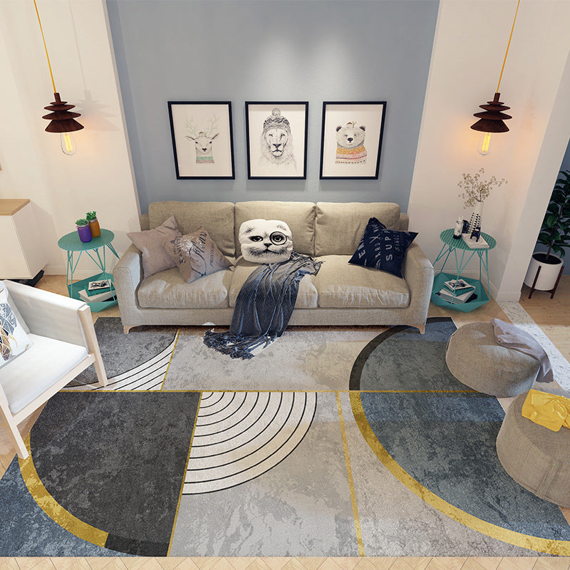 Trendy Home Decor Rug Multi-Color Geometric Area Carpet Polypropylene Anti-Slip Pet Friendly Rug