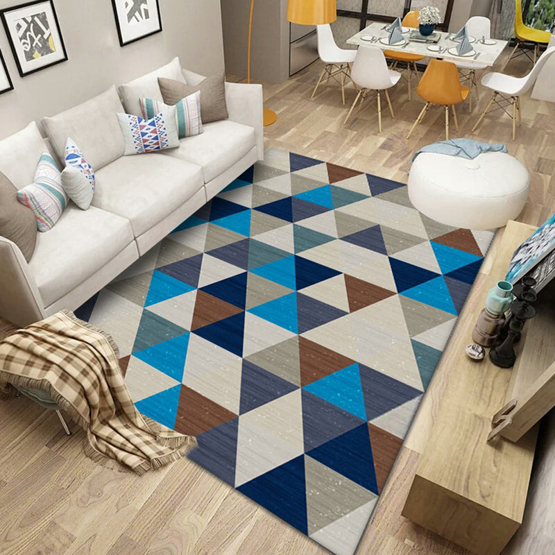 Multicolored Nordic Rug Polyster Geometric Printed Carpet Washable Anti-Slip Backing Area Rug for Decoration