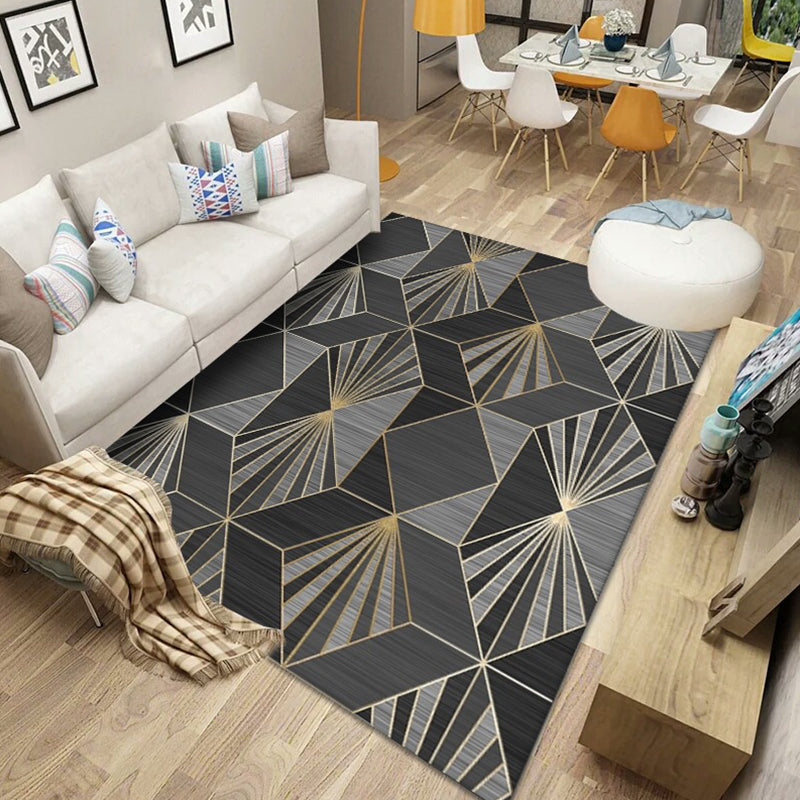 Multicolored Nordic Rug Polyster Geometric Printed Carpet Washable Anti-Slip Backing Area Rug for Decoration