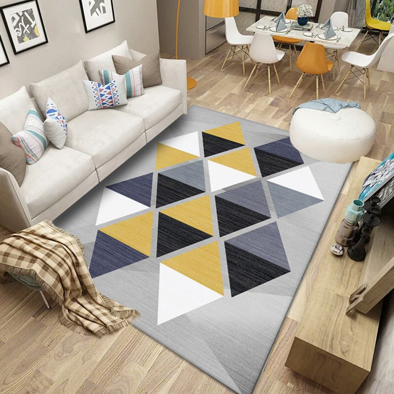 Multicolored Nordic Rug Polyster Geometric Printed Carpet Washable Anti-Slip Backing Area Rug for Decoration