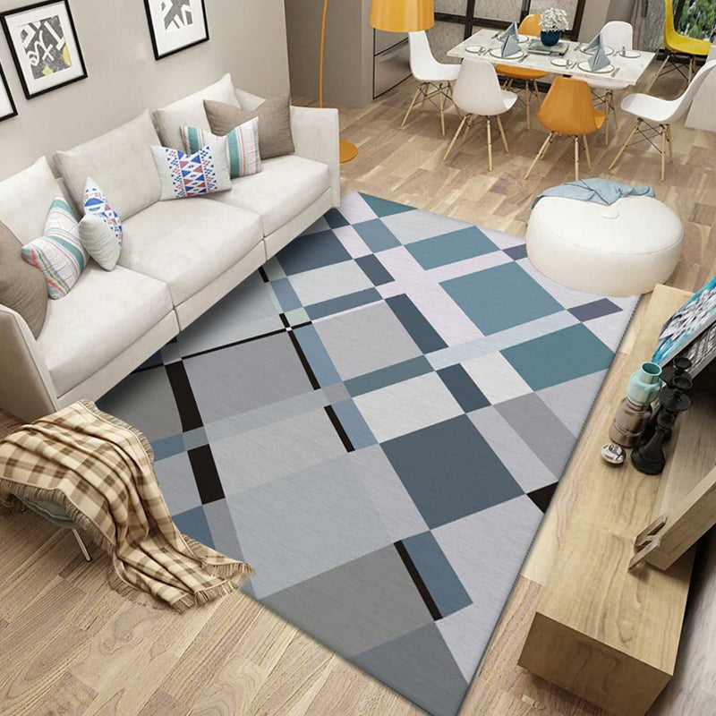 Multicolored Nordic Rug Polyster Geometric Printed Carpet Washable Anti-Slip Backing Area Rug for Decoration