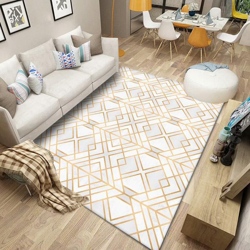 Multicolored Nordic Rug Polyster Geometric Printed Carpet Washable Anti-Slip Backing Area Rug for Decoration