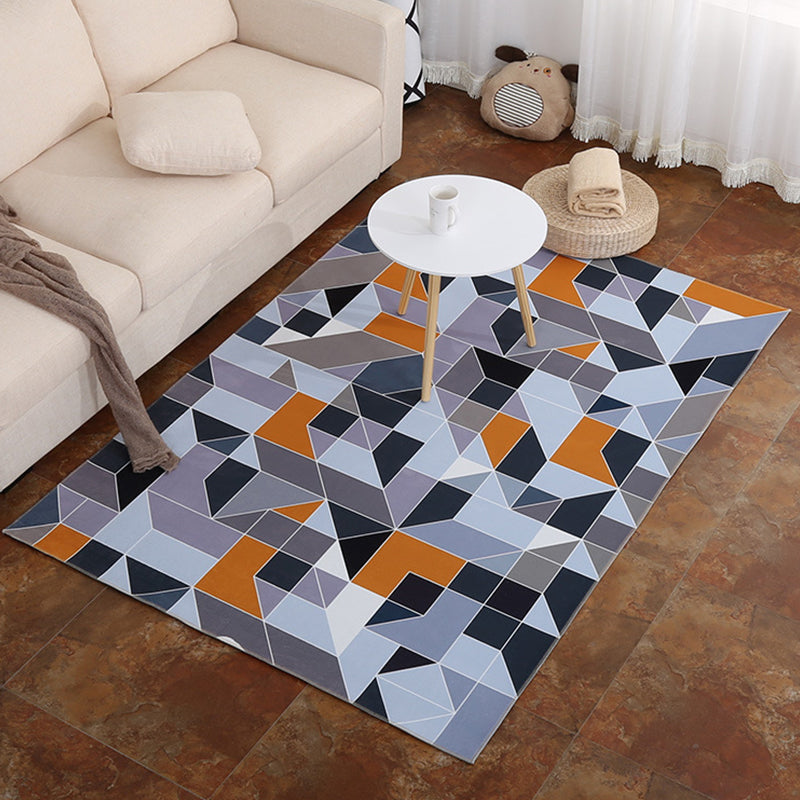 Moderner Teppich mit geometrischem Muster, mehrfarbiger Polypropylen-Innenteppich, rutschfester, maschinenwaschbarer Teppich zur Dekoration