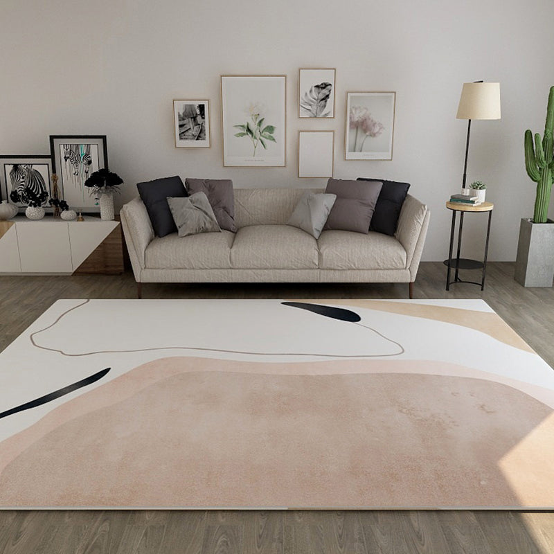 Minimalist Home Decor Rug Multi-Color Abstract Area Carpet Cotton Blend Washable Anti-Slip Backing Rug