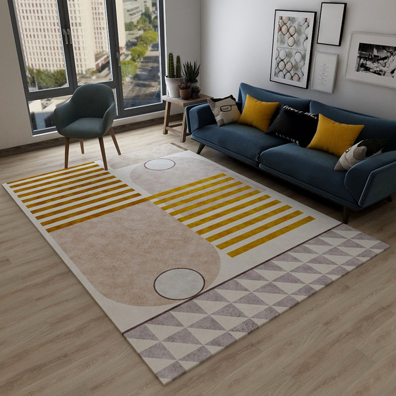 Casual Bedroom Rug Multi Color Geometric Print Rug Polyster Non-Slip Backing Stain-Resistant Carpet