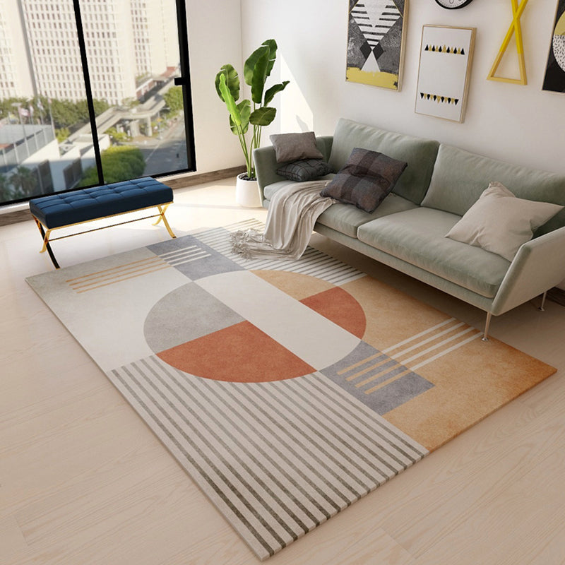 Casual Bedroom Rug Multi Color Geometric Print Rug Polyster Non-Slip Backing Stain-Resistant Carpet