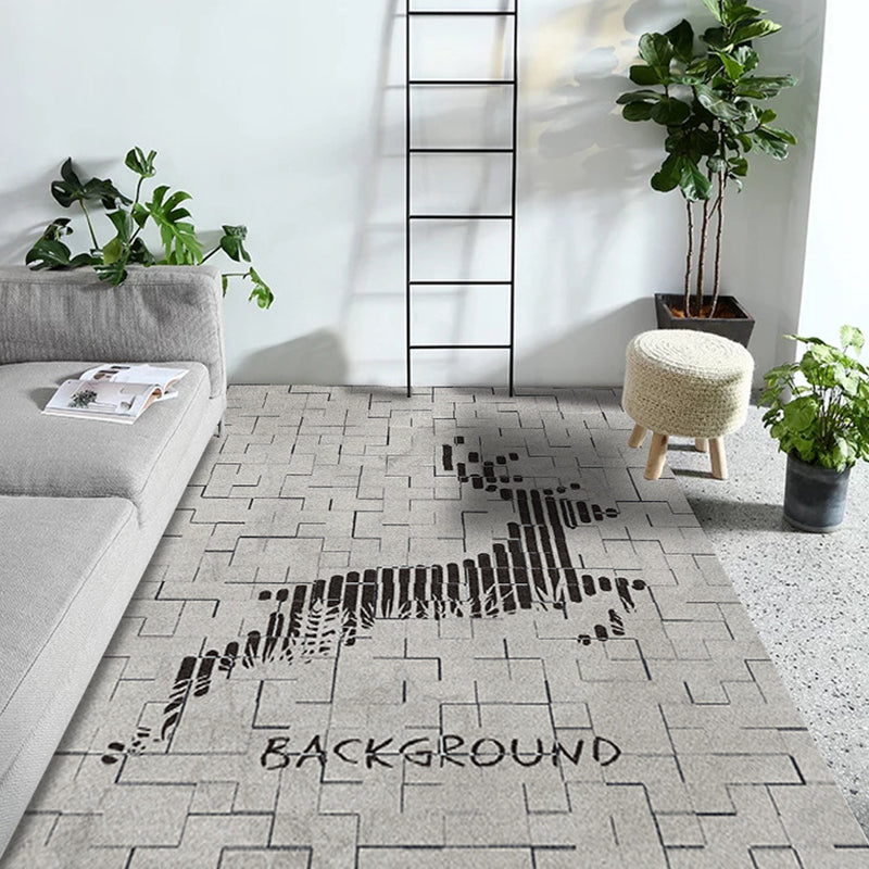 Multi Color Nordic Rug Polyster Geo Printed Area Rug Non-Slip Backing Pet Friendly Easy Care Rug for Parlor
