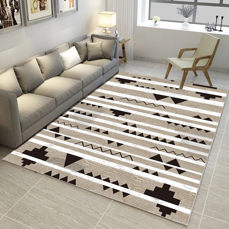 Multi Color Nordic Rug Polyster Geo Printed Area Rug Non-Slip Backing Pet Friendly Easy Care Rug for Parlor