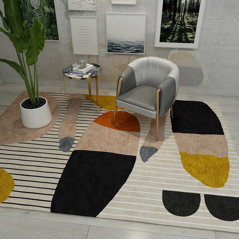 Casual Multicolor Geo Rug Cotton Blend Contemporary Area Carpet Pet Friendly Machine Washable Rug for Decoration