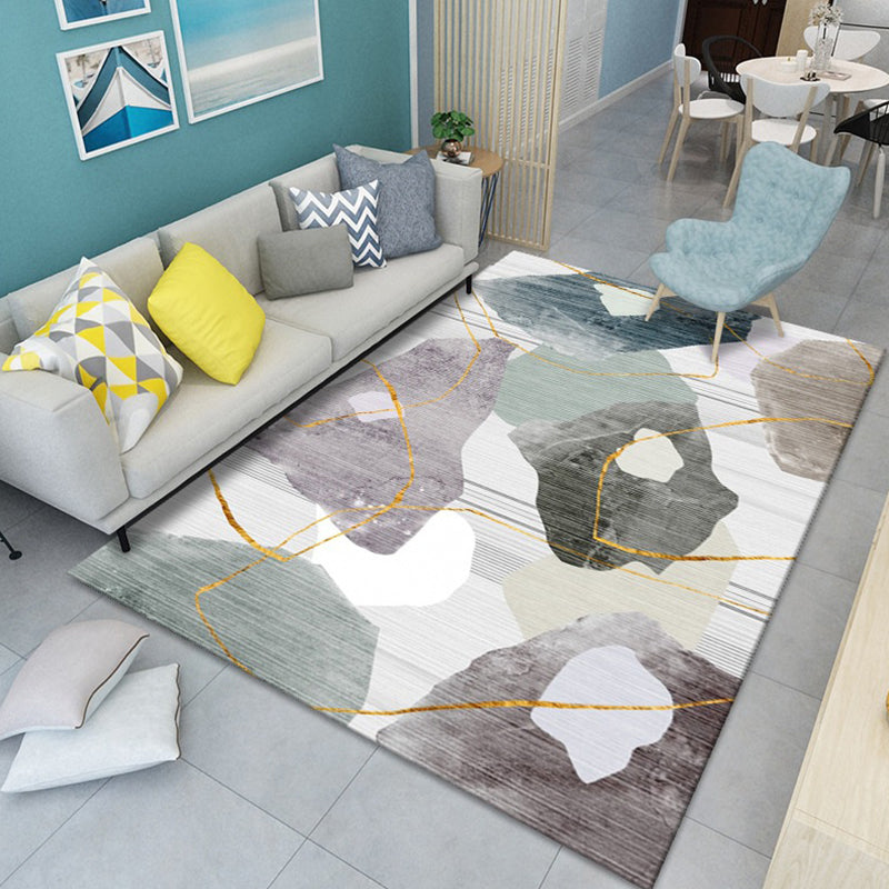 Scandinavian Abstract Pattern Rug Multi Color Polyster Area Carpet Anti-Slip Backing Easy Care Rug for Parlor