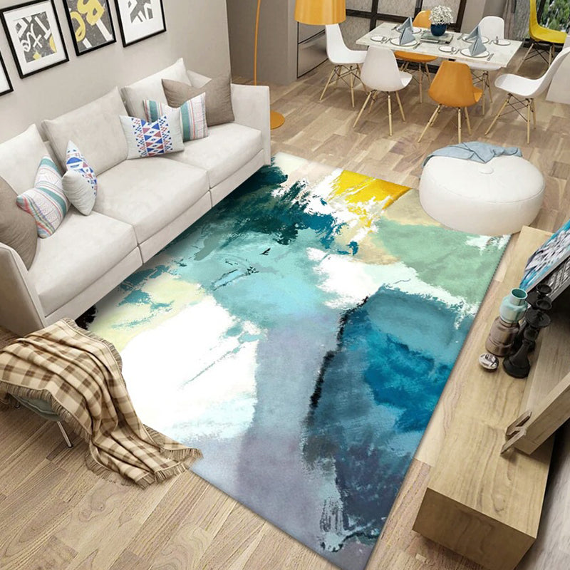 Scandinavian Abstract Pattern Rug Multi Color Polyster Area Carpet Anti-Slip Backing Easy Care Rug for Parlor