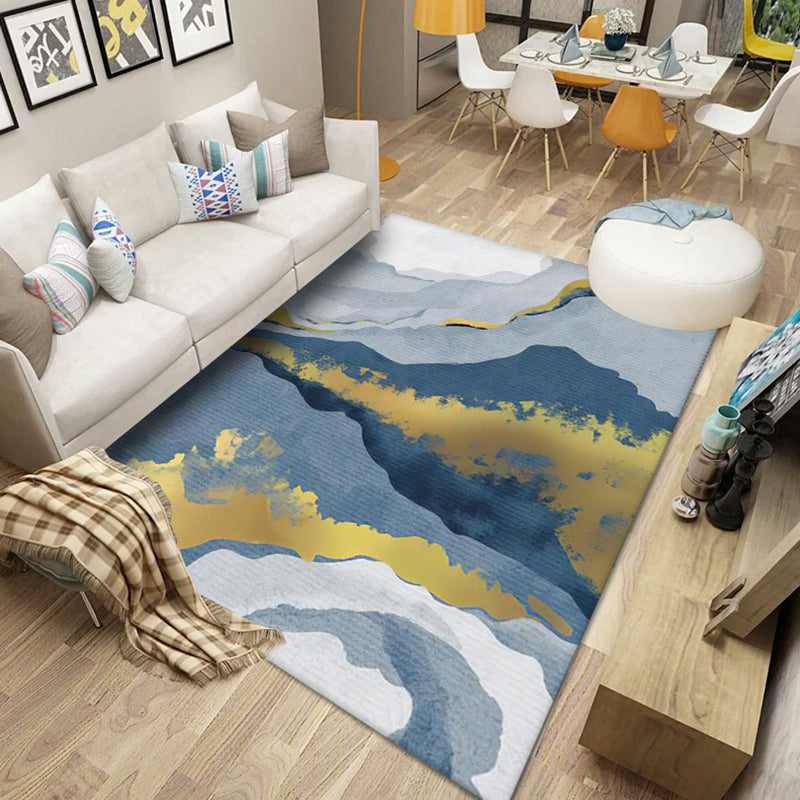 Scandinavian Abstract Pattern Rug Multi Color Polyster Area Carpet Anti-Slip Backing Easy Care Rug for Parlor