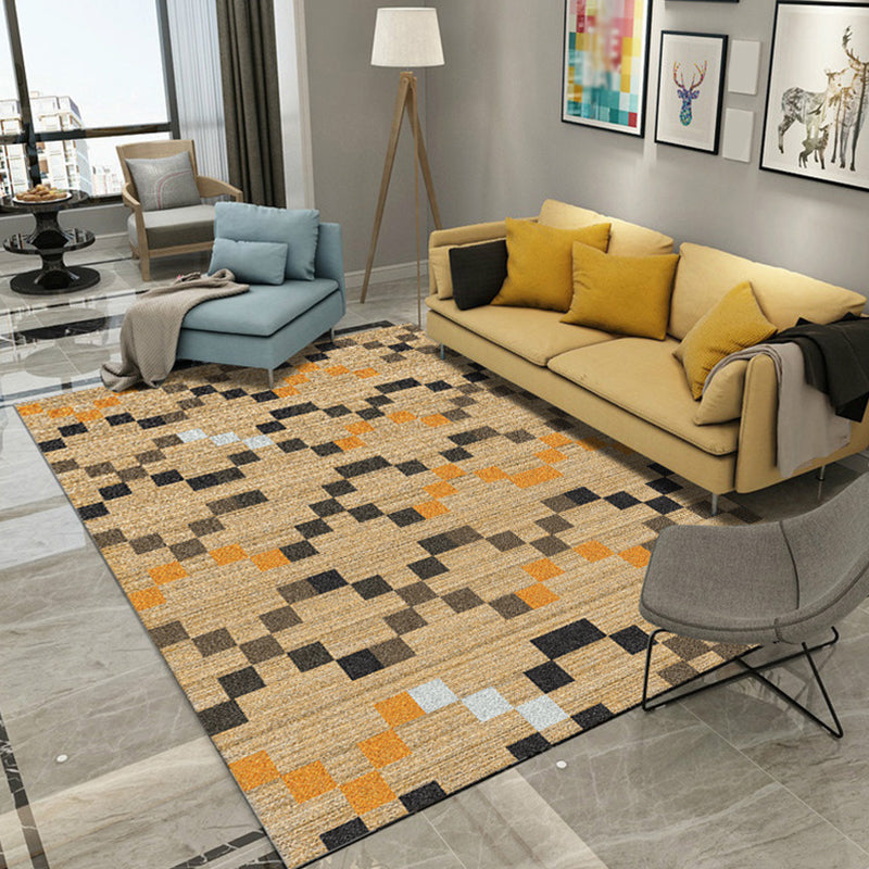 Casual Living Room Rug Multi Color Geo Printed Area Carpet Polypropylene Anti-Slip Washable Rug