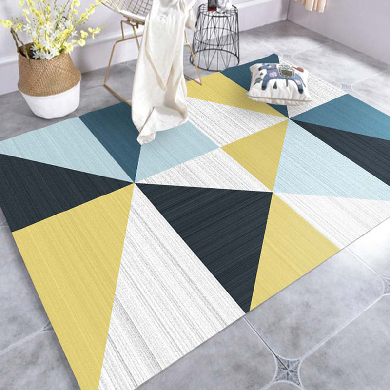 Modern Geo Pattern Rug Multi Colored Cotton Blend Area Carpet Non-Slip Pet Friendly Indoor Rug for Parlor