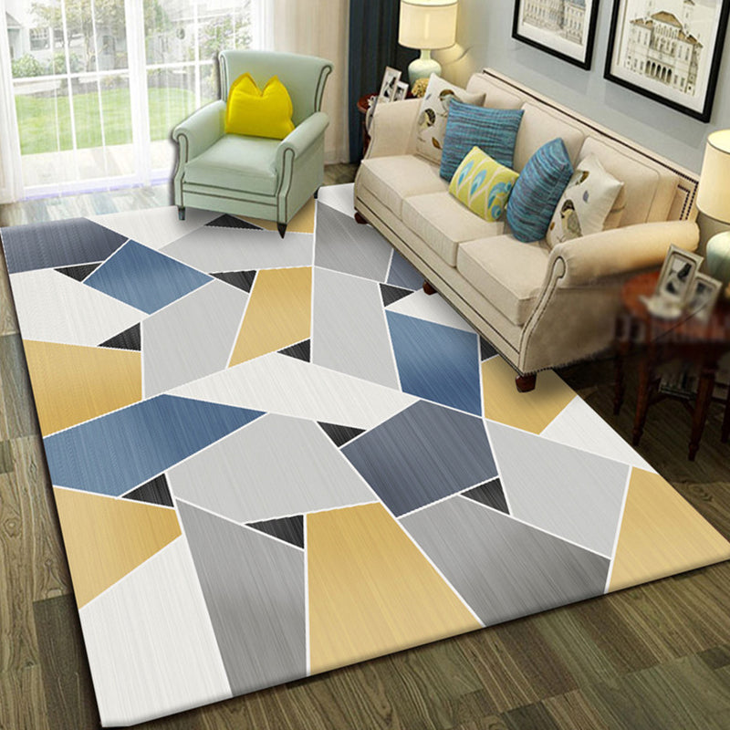 Modern Geo Pattern Rug Multi Colored Cotton Blend Area Carpet Non-Slip Pet Friendly Indoor Rug for Parlor