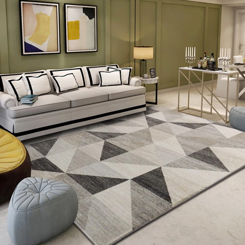 Modern Geo Pattern Rug Multi Colored Cotton Blend Area Carpet Non-Slip Pet Friendly Indoor Rug for Parlor