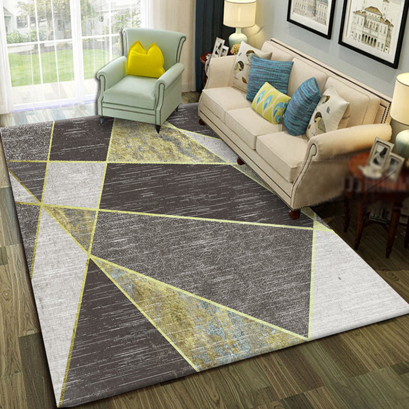 Modern Geo Pattern Rug Multi Colored Cotton Blend Area Carpet Non-Slip Pet Friendly Indoor Rug for Parlor
