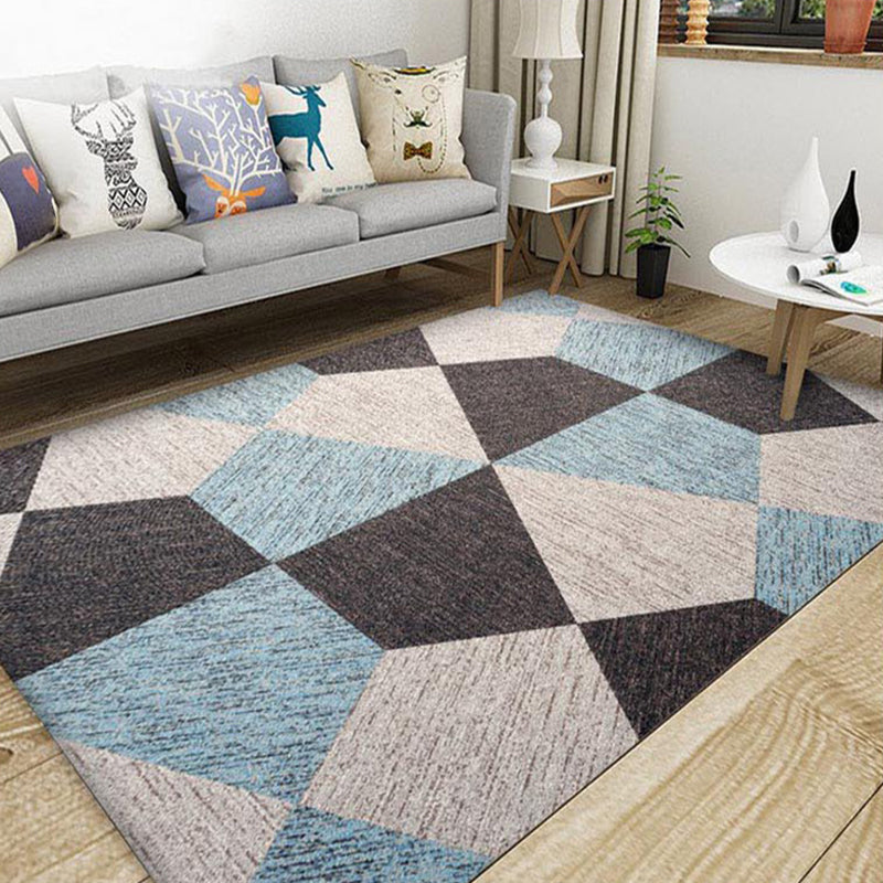 Modern Geo Pattern Rug Multi Colored Cotton Blend Area Carpet Non-Slip Pet Friendly Indoor Rug for Parlor