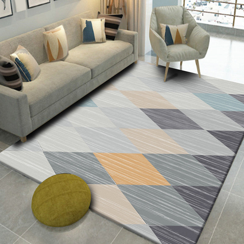 Modern Geo Pattern Rug Multi Colored Cotton Blend Area Carpet Non-Slip Pet Friendly Indoor Rug for Parlor