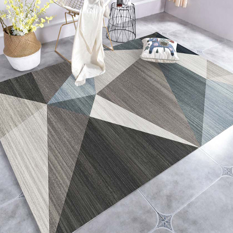Modern Geo Pattern Rug Multi Colored Cotton Blend Area Carpet Non-Slip Pet Friendly Indoor Rug for Parlor