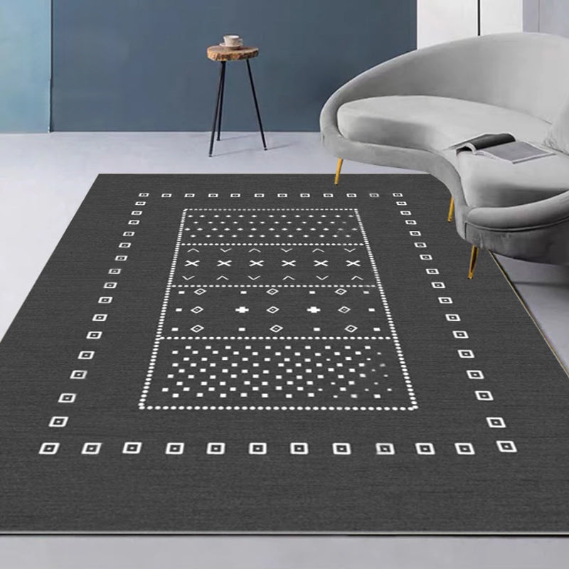 Simple Living Room Rug Multi Colored Geometric Printed Carpet Cotton Blend Non-Slip Easy Care Rug