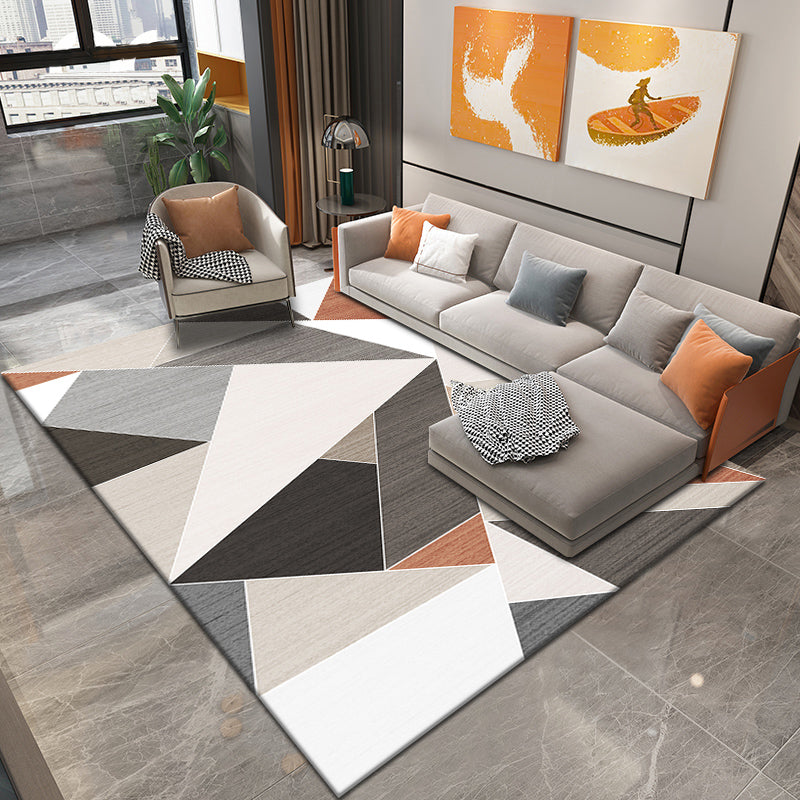 Novelty Parlor Rug Multi Color Geometric Patterned Indoor Rug Cotton Blend Non-Slip Pet Friendly Carpet