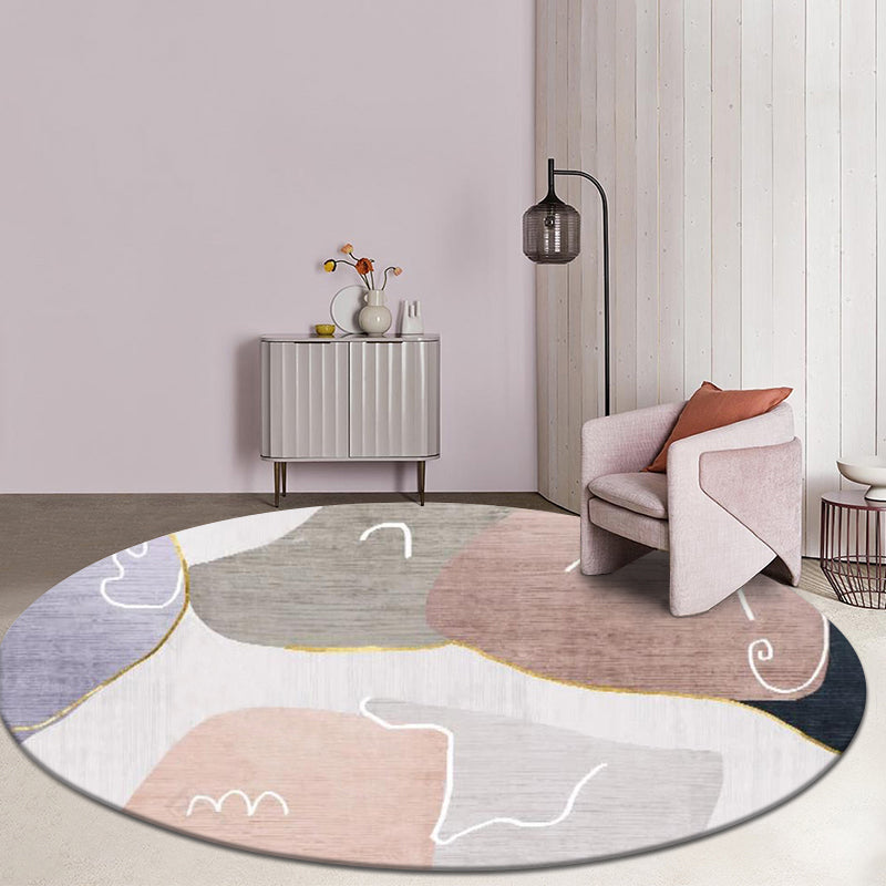 Meerkleurig huisduien moderne kleurblokt tapijt Synthetische synthetische niet-slip achterste wasbaar tapijt