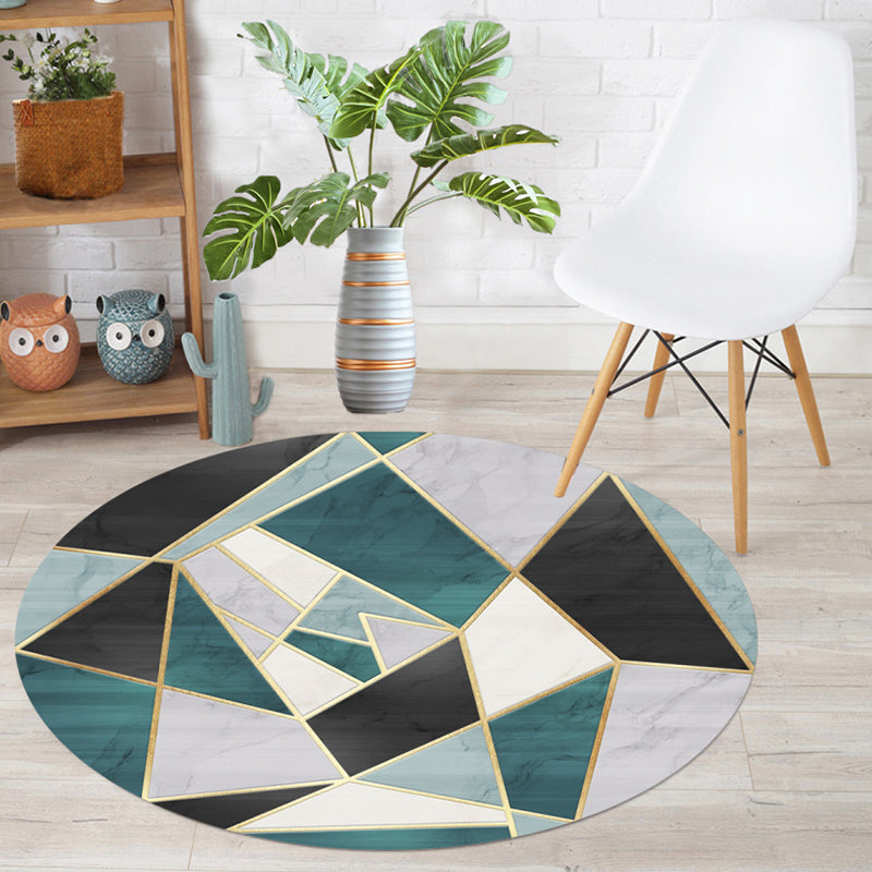 Classic Colorblock Rug Multi-Colored Simplicity Area Rug Polypropylene Anti-Slip Stain-Resistant Indoor Rug for Decor