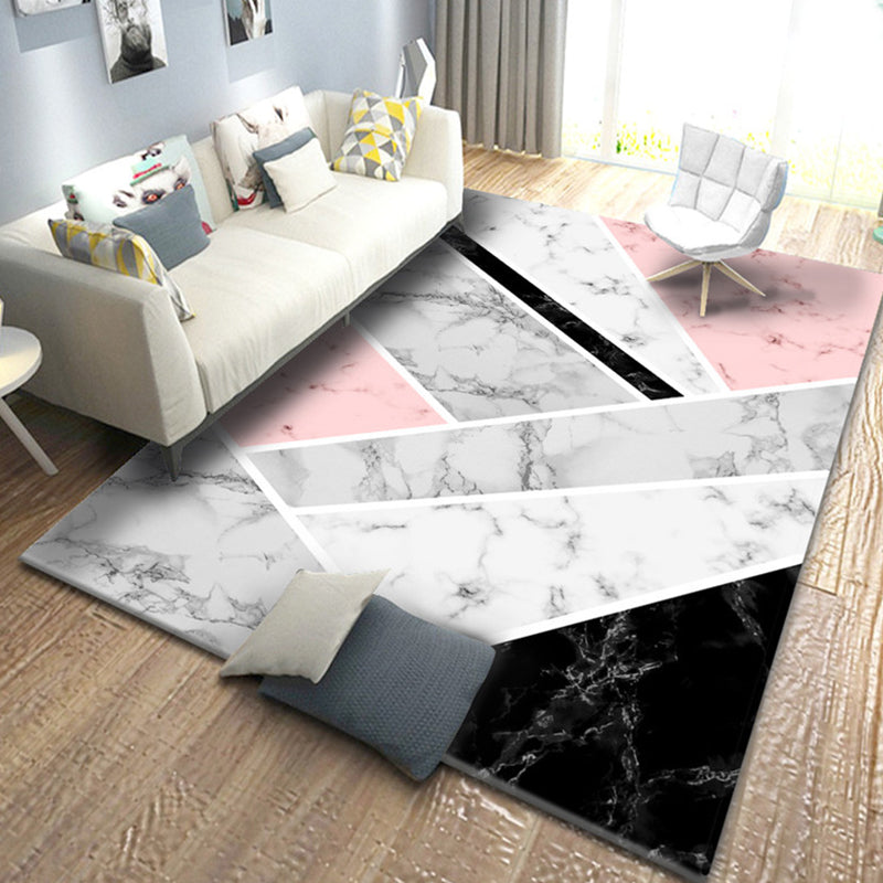 Casual Living Room Rug Multi Color Geometric Print Rug Polypropylene Non-Slip Easy Care Indoor Rug