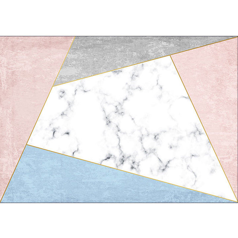 Casual Living Room Rug Multi Color Geometric Print Rug Polypropylene Non-Slip Easy Care Indoor Rug