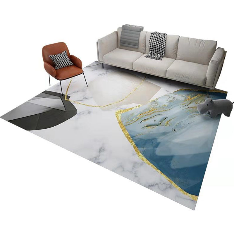 Zeitgenössischer Colorblock-Teppich, mehrfarbiger Synthetik-Teppich, haustierfreundlich, waschbar, rutschfester Teppich zur Dekoration