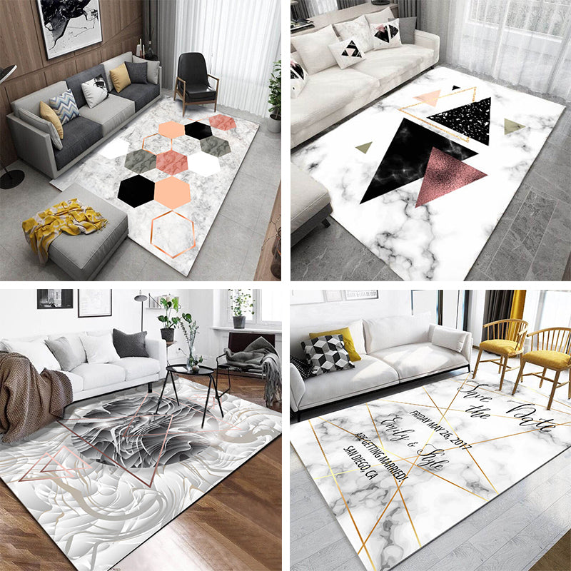 Modern Bedroom Rug Multi-Color Geometric Indoor Rug Pet Friendly Non-Slip Backing Area Carpet