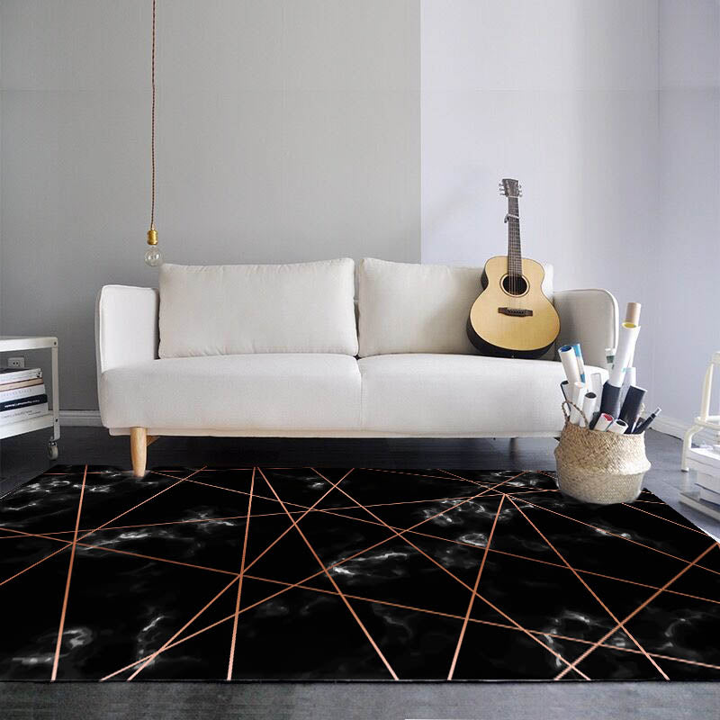 Modern Bedroom Rug Multi-Color Geometric Indoor Rug Pet Friendly Non-Slip Backing Area Carpet