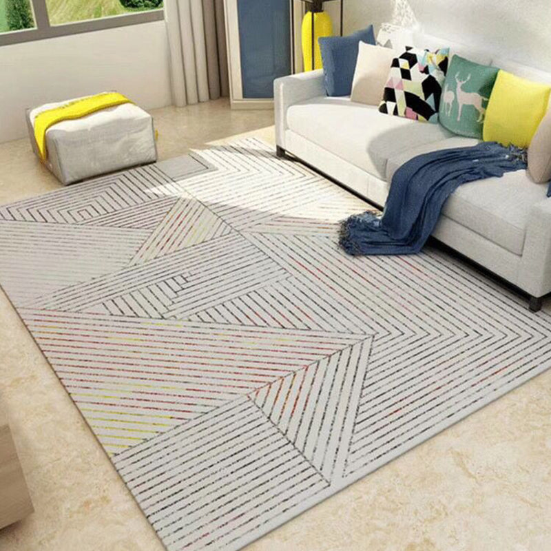 Nordic Living Room Rug Multicolor Geometric Print Area Carpet Synthetics Pet Friendly Easy Care Rug