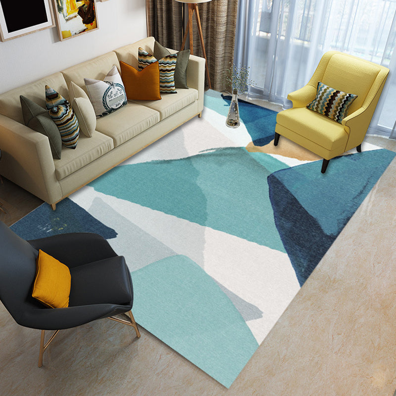 Glam Living Room Rug Multi Colored Abstract Pattern Carpet Synthetics Machine Washable Non-Slip Rug