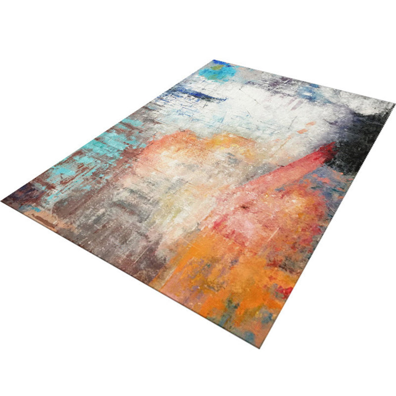 Glam Living Room Rug Multi Colored Abstract Pattern Carpet Synthetics Machine Washable Non-Slip Rug