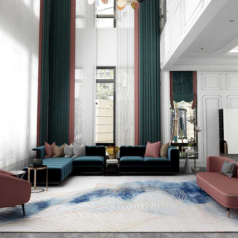 Multi Color Parlor Rug Oriental Stripe Printed Carpet Polypropylene Pet Friendly Stain-Resistant Rug