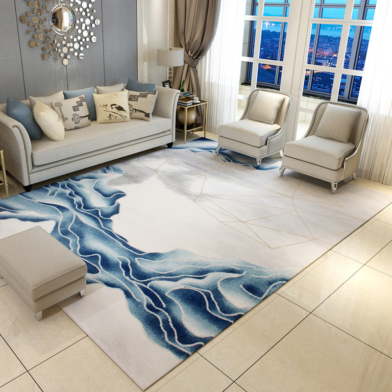 Multi Color Parlor Rug Oriental Stripe Printed Carpet Polypropylene Pet Friendly Stain-Resistant Rug