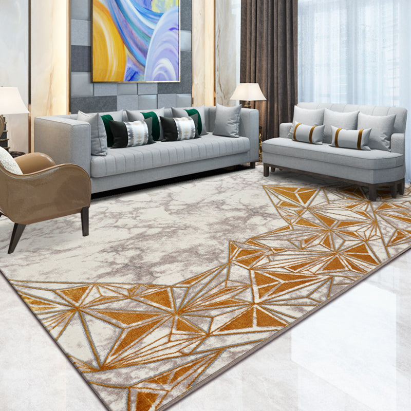 Multi Colored Living Room Rug Nordic Geometric Print Area Rug Polyster Pet Friendly Washable Carpet