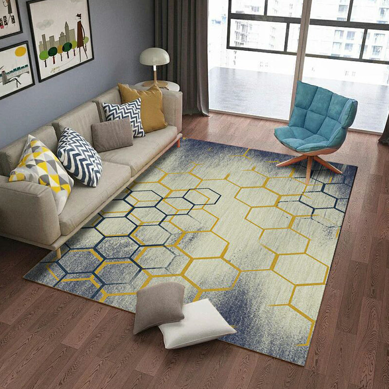 Luxury Living Room Rug Multi Color Geometric Area Rug Polypropylene Easy Care Machine Washable Carpet