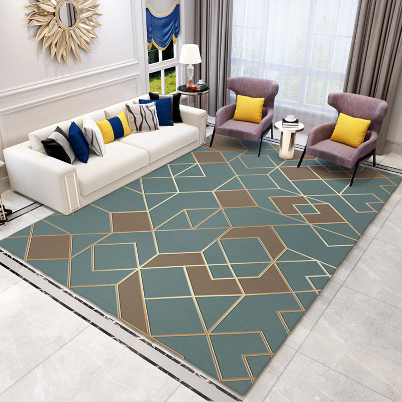 Scandinavian Living Room Rug Multicolor Geometric Pattern Indoor Rug Synthetics Easy Care Machine Washable Carpet