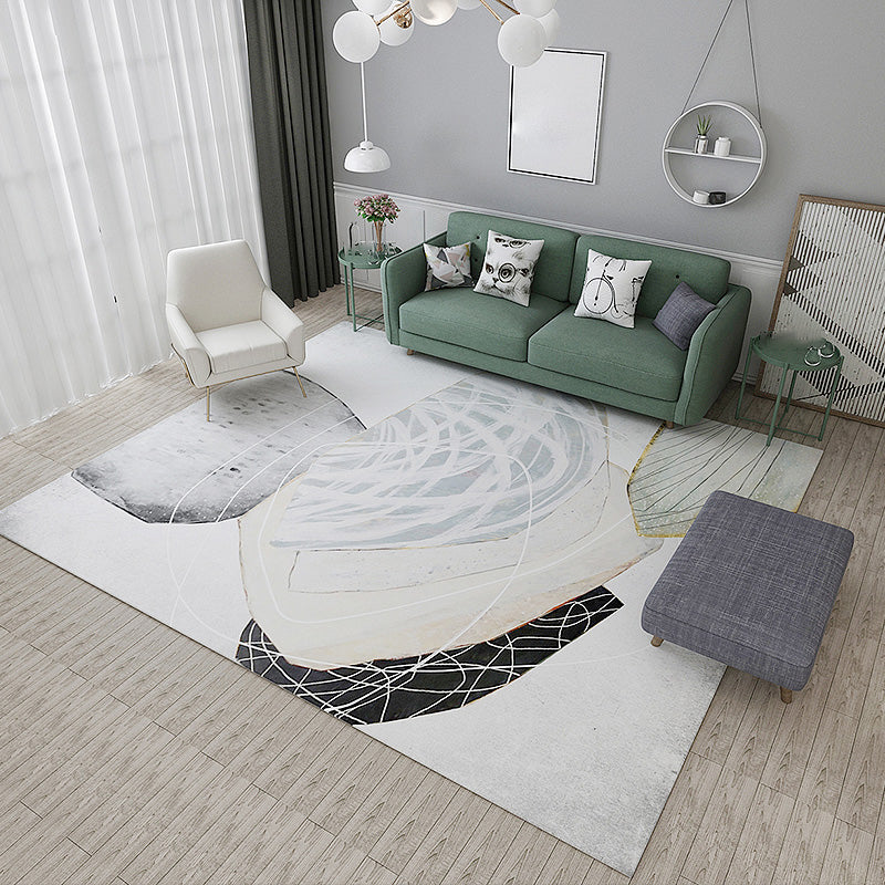 Calming Bedroom Rug Multi-Colored Colorblock Carpet Polyster Easy Care Washable Pet Friendly Indoor Rug