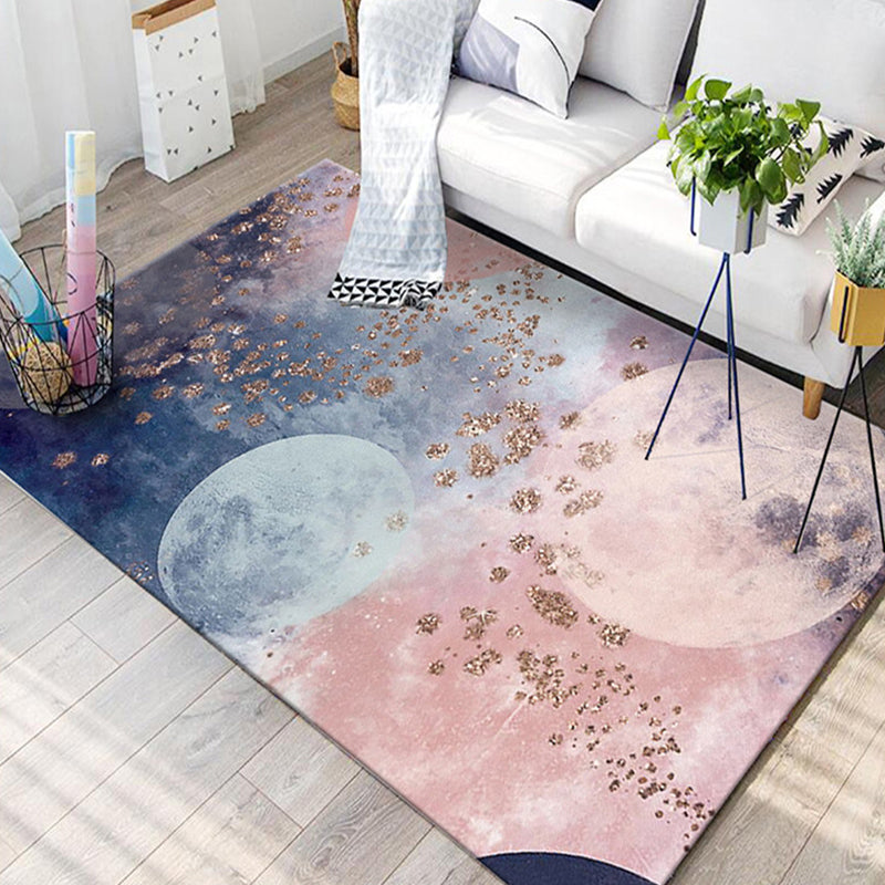 Modern Home Decoration Rug Multicolor Color Block Area Carpet Polyster Non-Slip Backing Washable Rug
