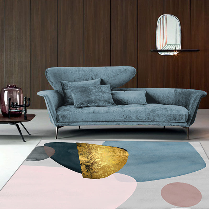 Modern Home Decoration Rug Multicolor Color Block Area Carpet Polyster Non-Slip Backing Washable Rug