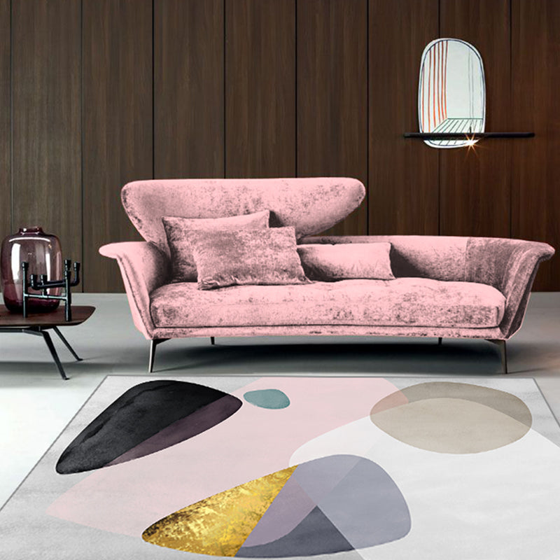 Modern Home Decoration Rug Multicolor Color Block Area Carpet Polyster Non-Slip Backing Washable Rug