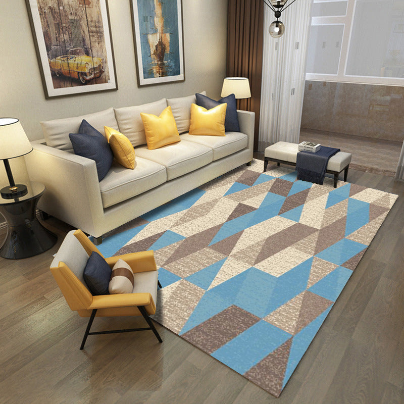 Classic Multi Color Geo Rug Polyster Glam Area Rug Non-Slip Backing Pet Friendly Carpet for Parlor