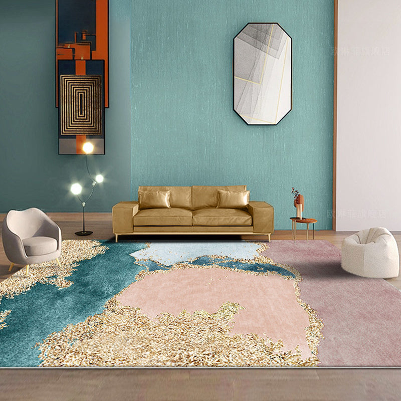 Nordic Parlor Rug Multi Colored Oriental Pattern Indoor Rug Polypropylene Anti-Slip Backing Easy Care Carpet