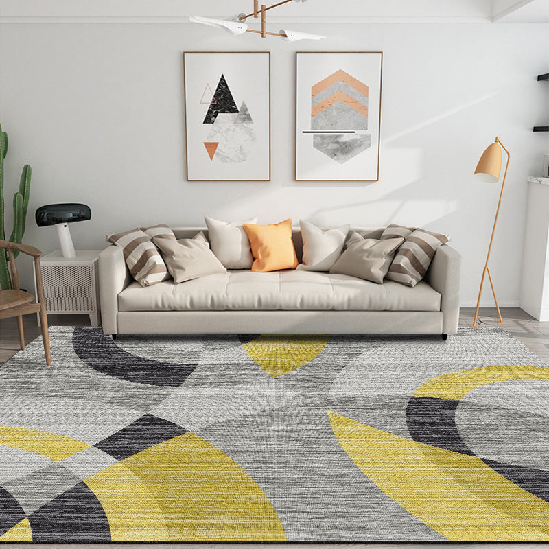 Modern Bedroom Rug Multi Color Abstract Print Area Rug Synthetics Anti-Slip Backing Machine Washable Carpet