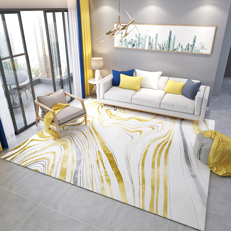 Casual Multi Color Printed Rug Polyster Modern Area Carpet Non-Slip Backing Washable Rug for Bedroom